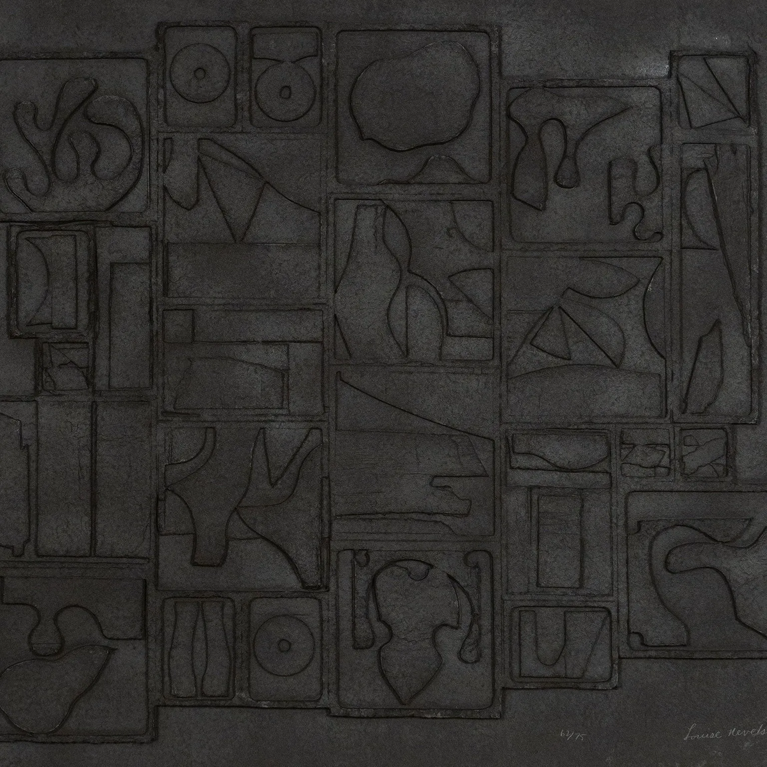 LOUISE NEVELSON "NIGHTSCAPE" CAST PAPER RELIEF, 1975