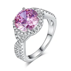 Luxurious 3.0 Ct Fancy Pink Diamond Halo Engagement Ring