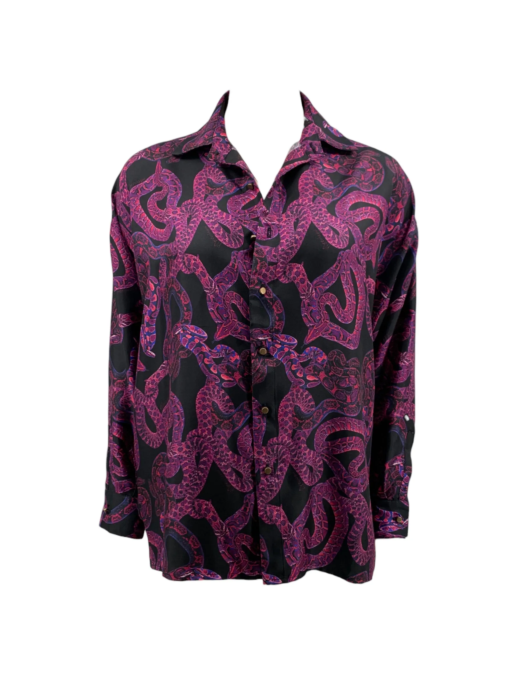 Magenta Snake Silk Shirt - Made to Order