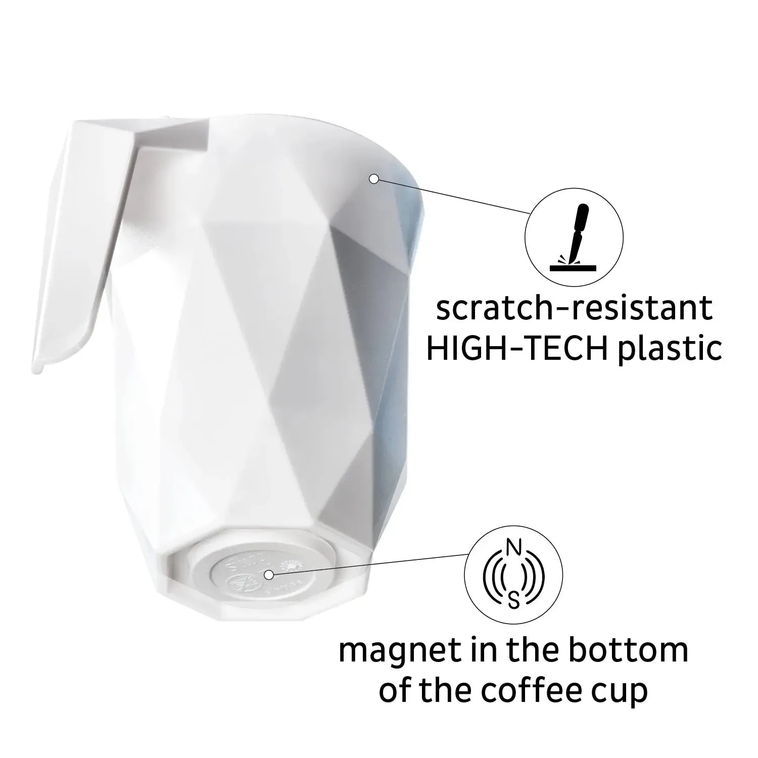 Magnetic TO GO Handle Cup WHITE by Silwy