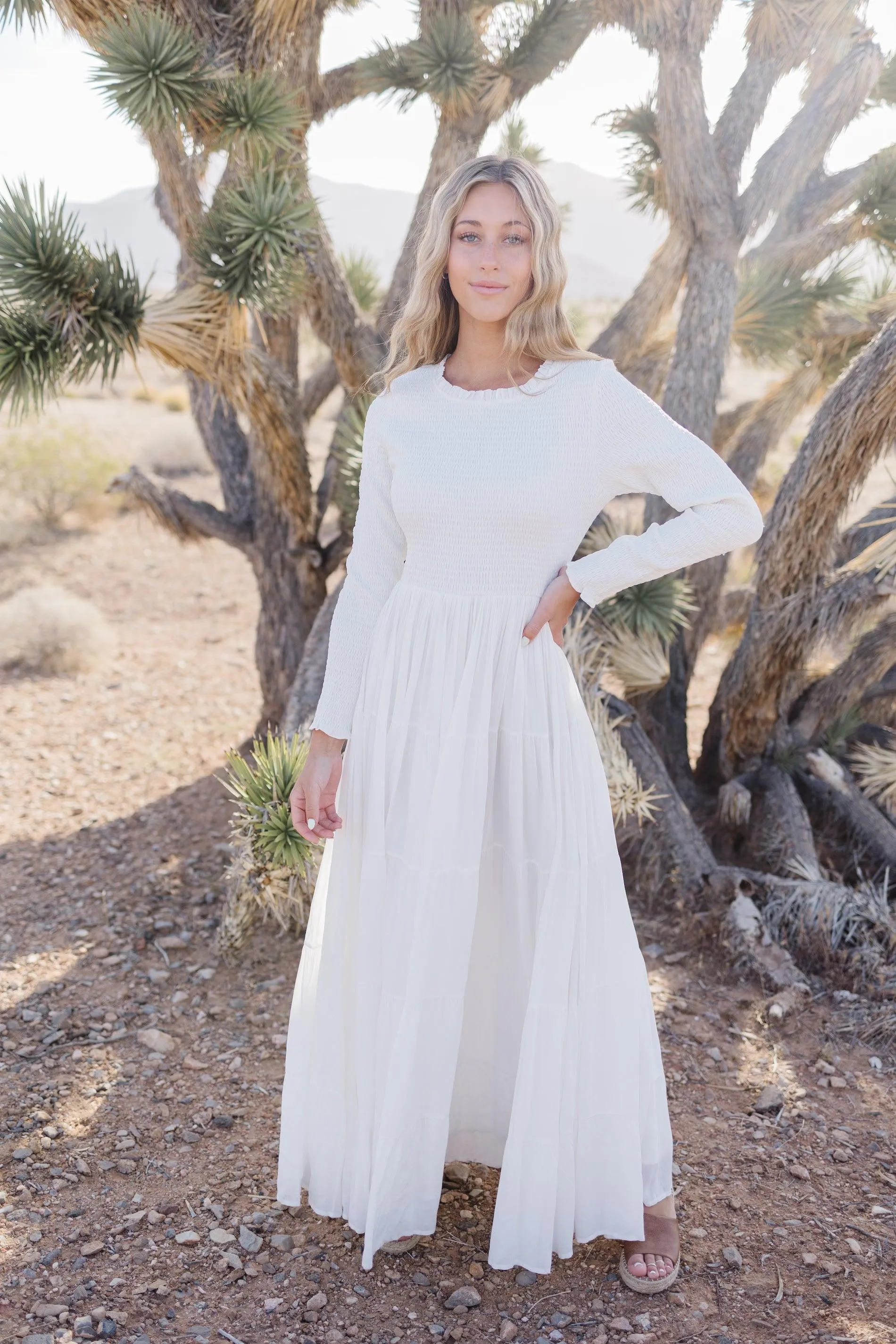 Martha Smocking LDS Temple Dress