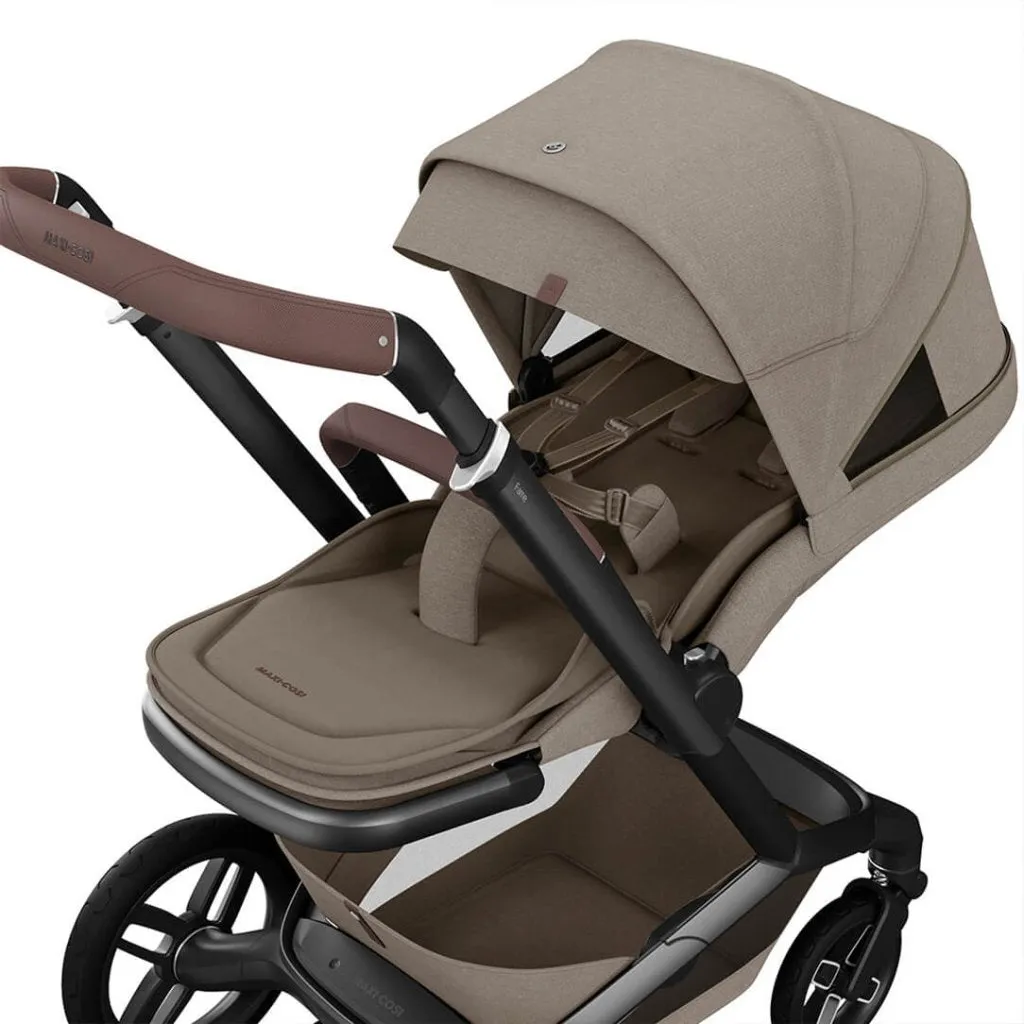 MAXI COSI FAME 10 Piece 360 PRO2 Pushchair Premium Travel System - Twillic Truffle (Black Wheel)