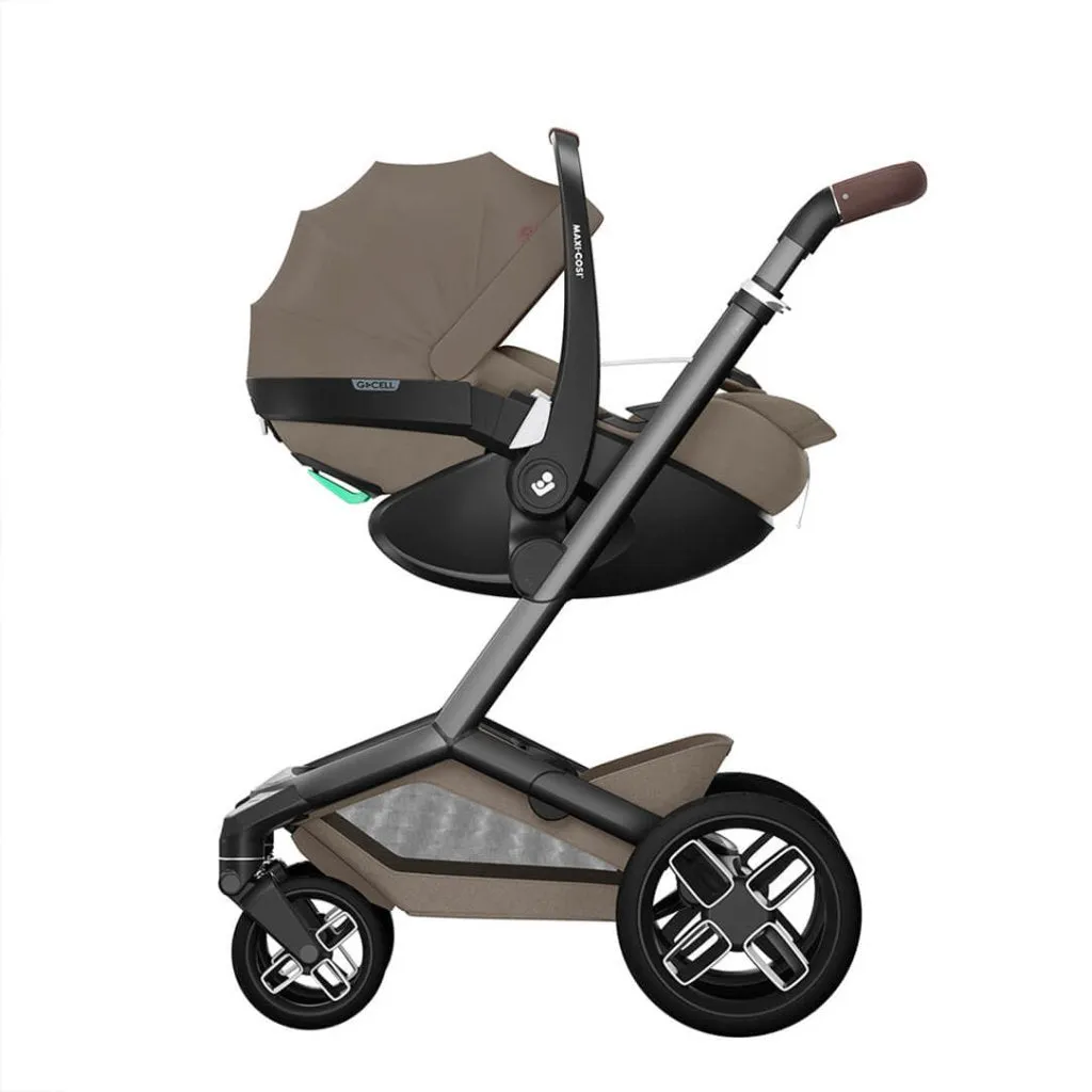 MAXI COSI FAME 10 Piece 360 PRO2 Pushchair Premium Travel System - Twillic Truffle (Black Wheel)