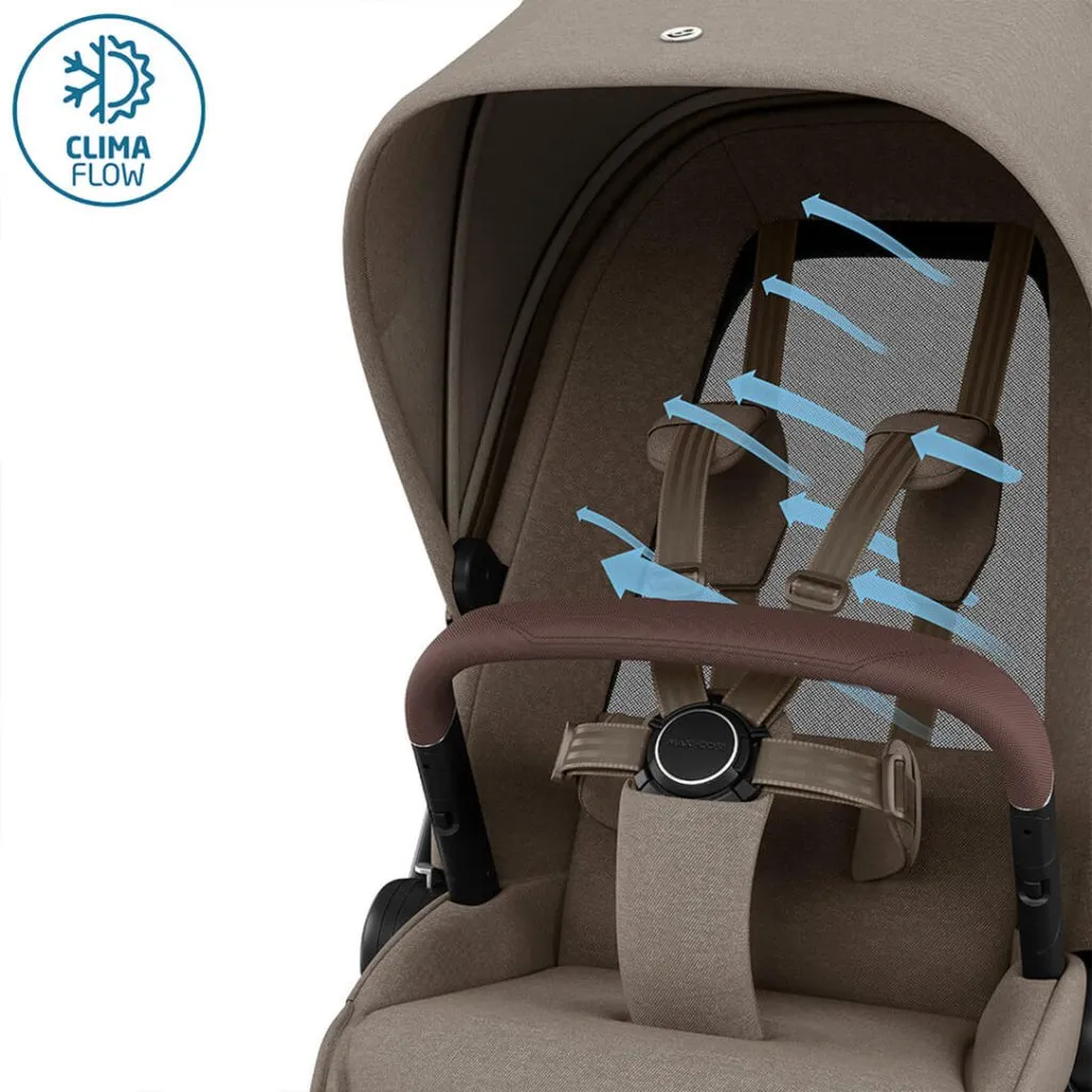 MAXI COSI FAME 10 Piece 360 PRO2 Pushchair Premium Travel System - Twillic Truffle (Black Wheel)