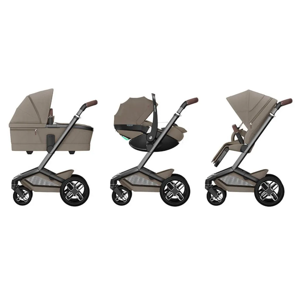 MAXI COSI FAME 10 Piece 360 PRO2 Pushchair Premium Travel System - Twillic Truffle (Black Wheel)