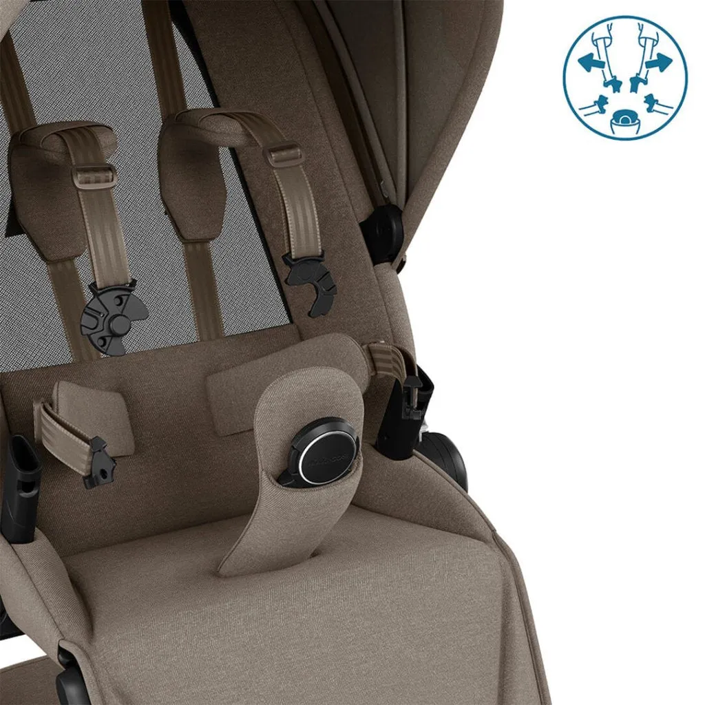 MAXI COSI FAME 10 Piece 360 PRO2 Pushchair Premium Travel System - Twillic Truffle (Black Wheel)