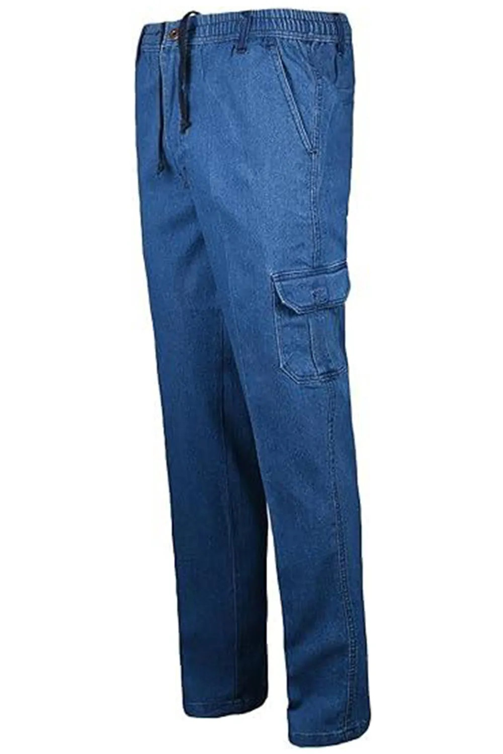Men Stone Elasticated Waist Cargo Jeans Trouser - 3XL