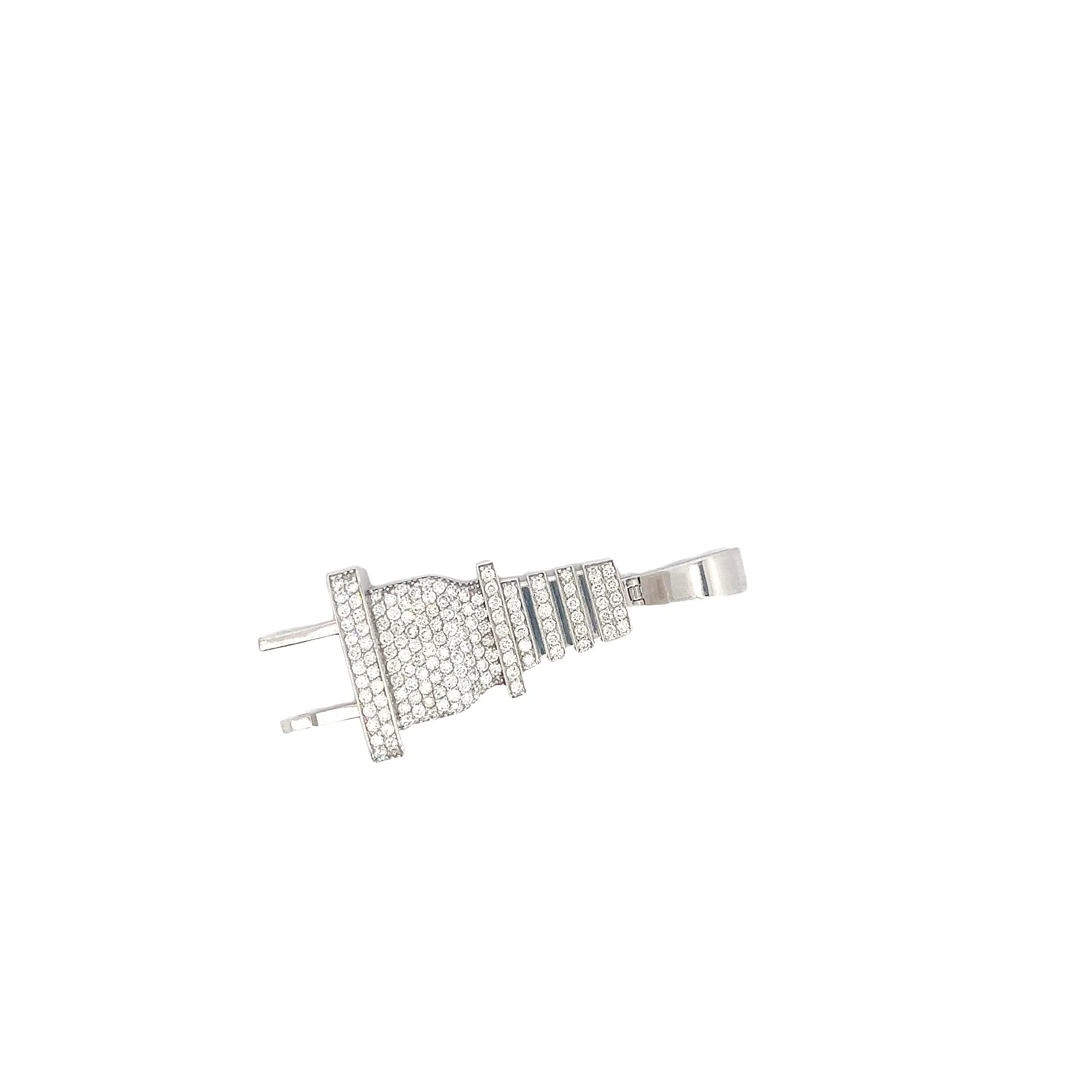Mens 14k white gold Diamond Plug Pendent