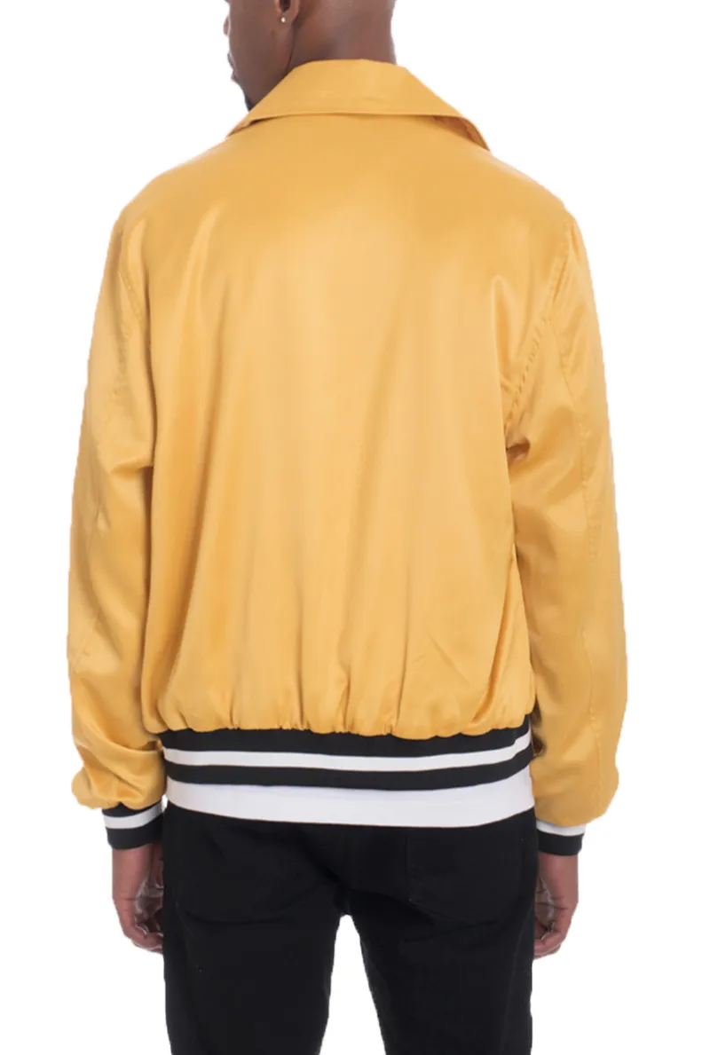 MEN'S LUXE SATIN BOMBER JACKET - GOLD