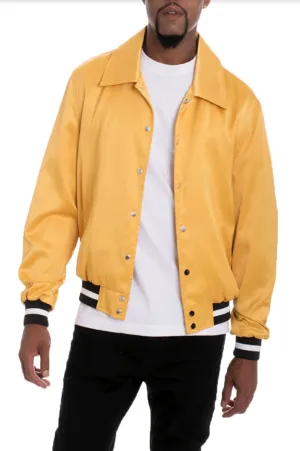 MEN'S LUXE SATIN BOMBER JACKET - GOLD