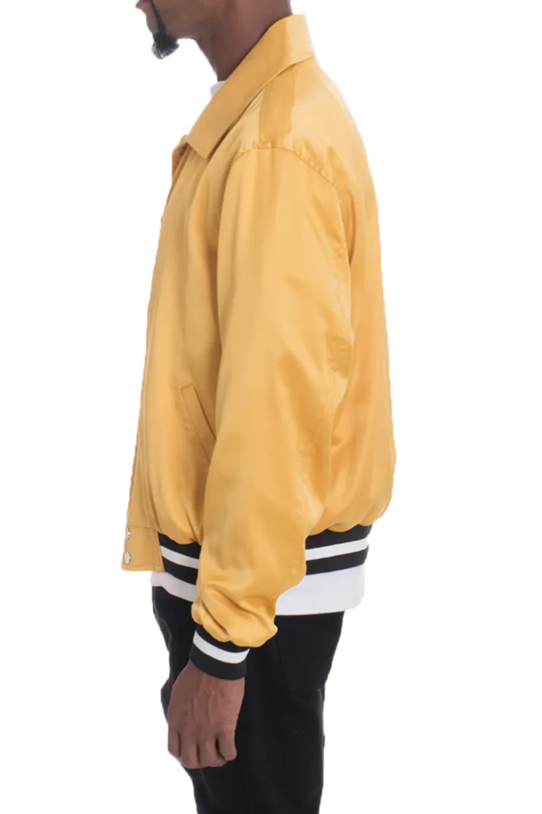 MEN'S LUXE SATIN BOMBER JACKET - GOLD