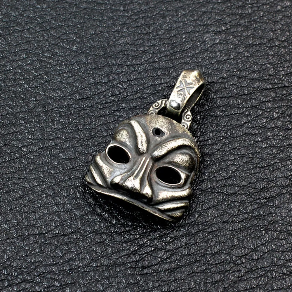 Men's Real Solid 925 Sterling Silver Pendants Mask Retro Jewelry