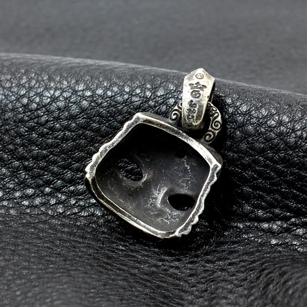 Men's Real Solid 925 Sterling Silver Pendants Mask Retro Jewelry