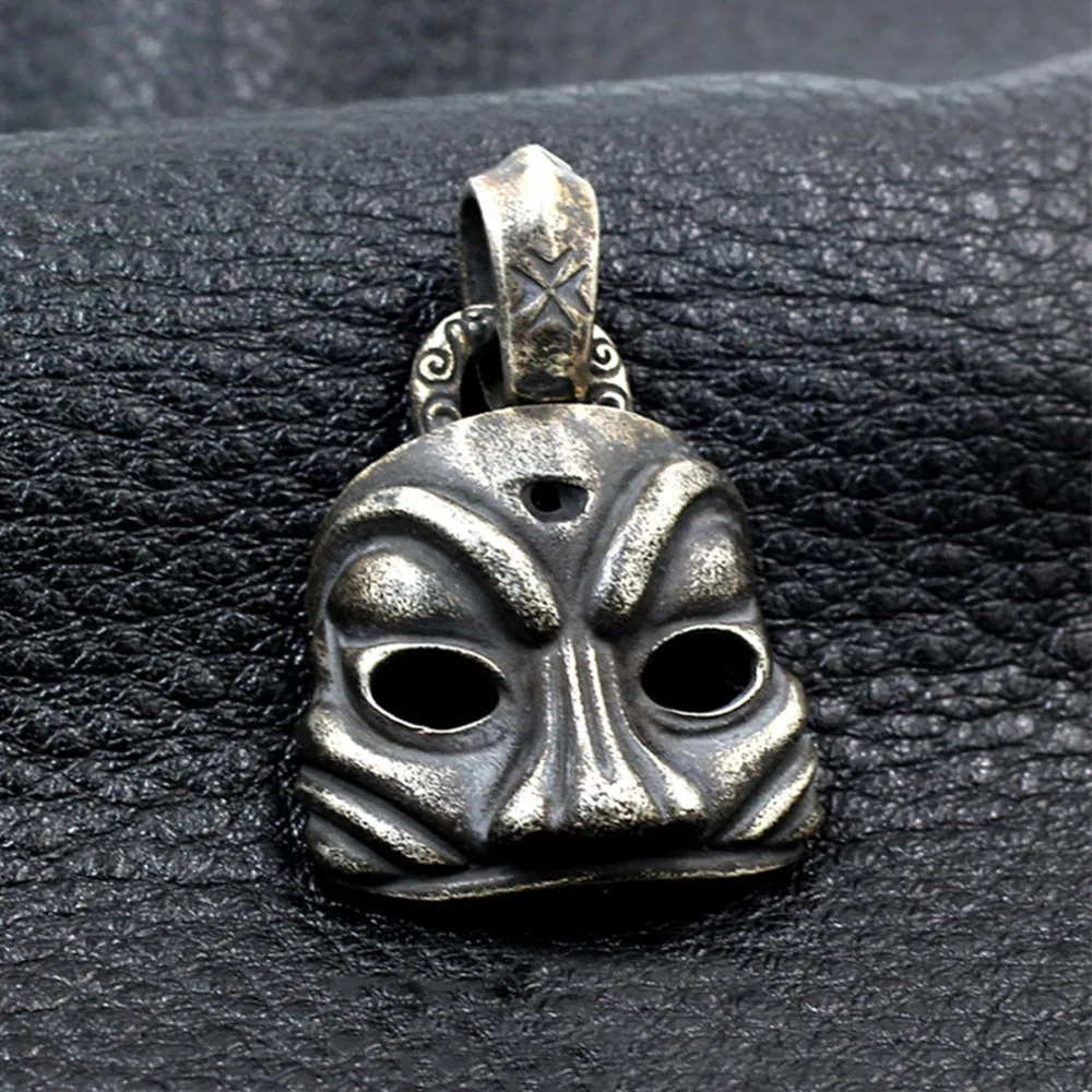 Men's Real Solid 925 Sterling Silver Pendants Mask Retro Jewelry
