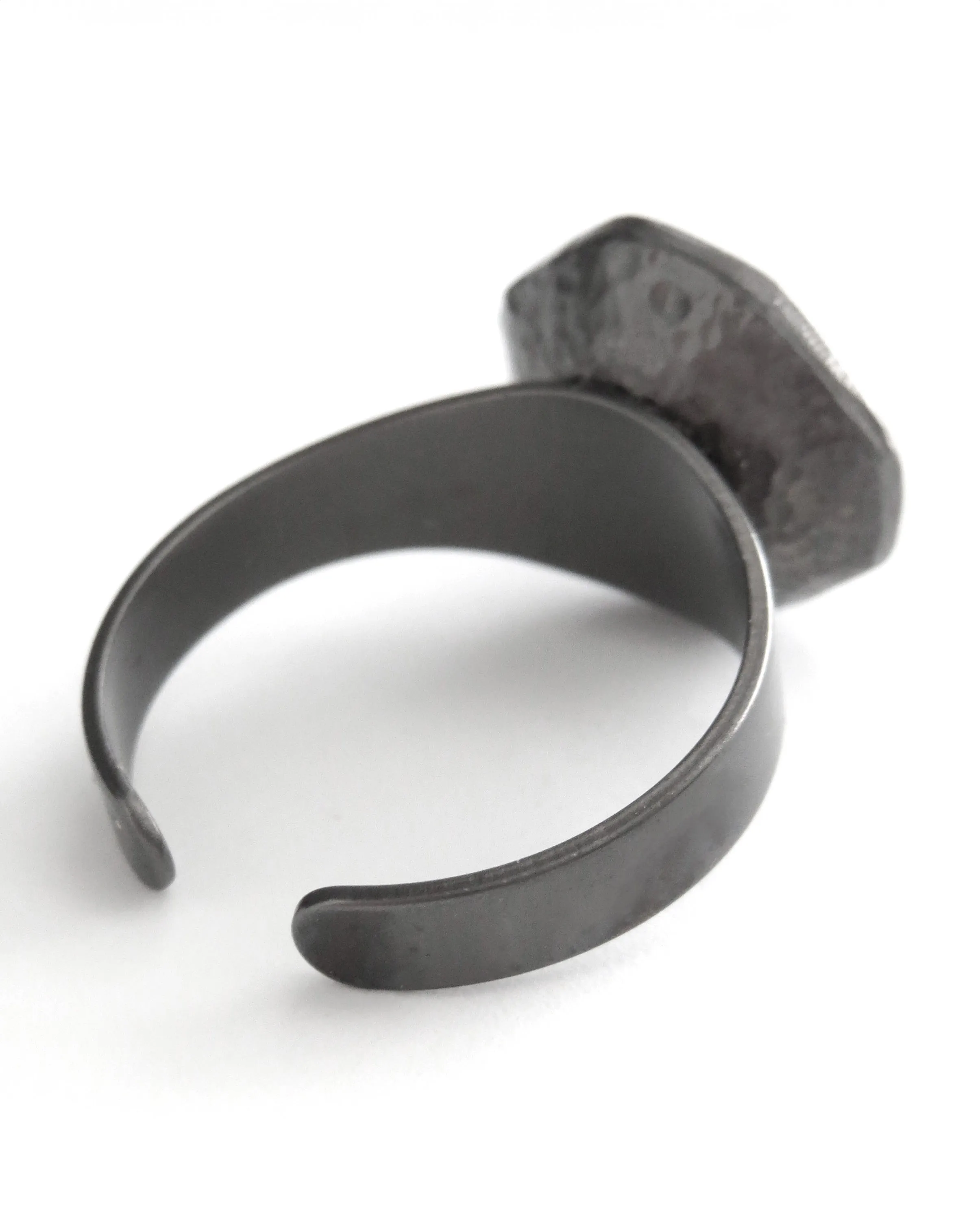 MIDNIGHT in the ROSE GARDEN - Multicolor Dark Grey Crystal Ring