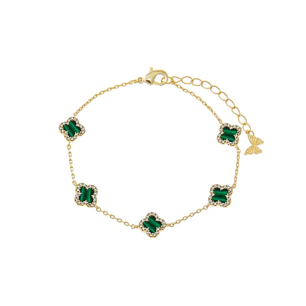Mini Multi Pave Outlined Colored Clover Bracelet