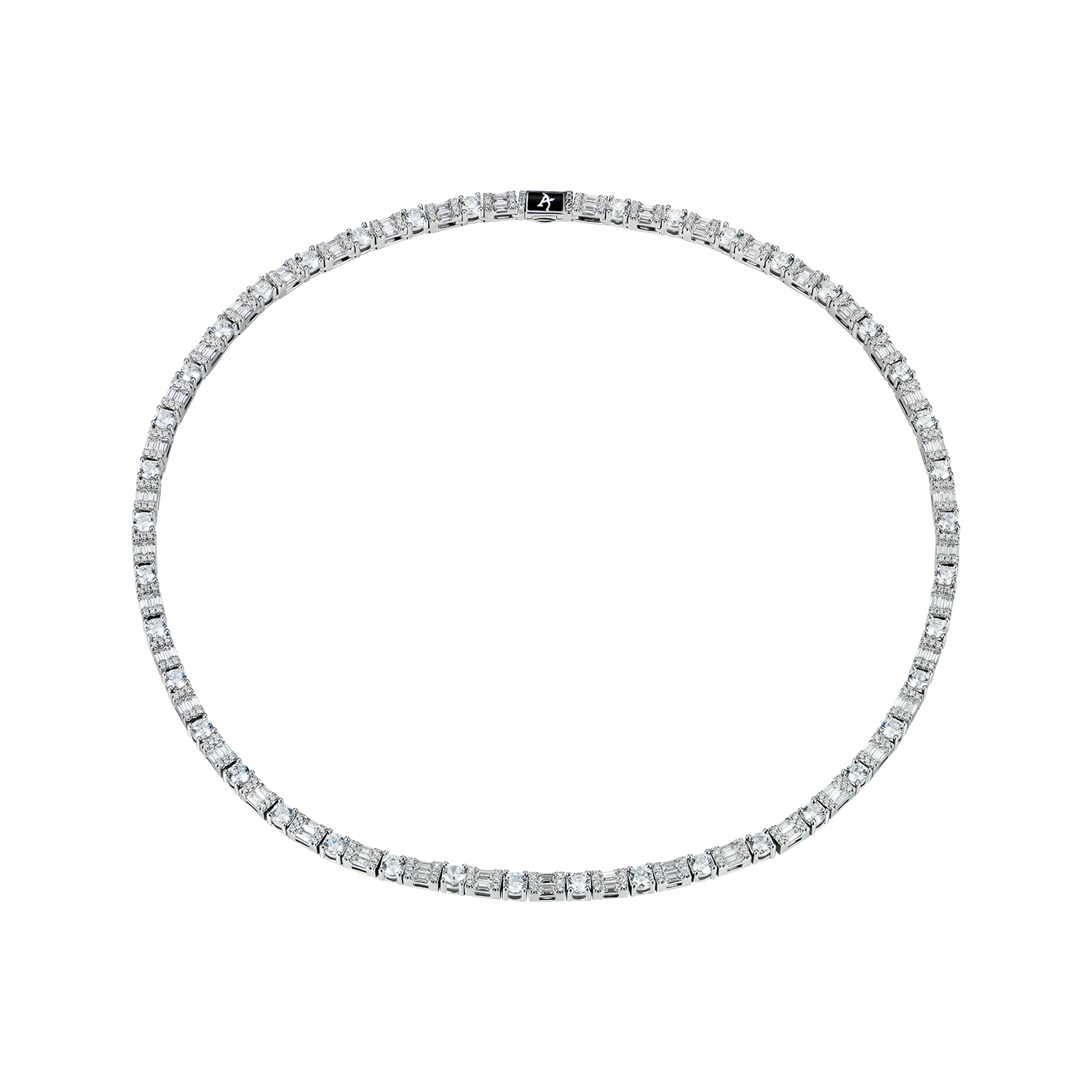 Moissanite Baguette Mix Round Cut Cluster Tennis Chain - 4mm