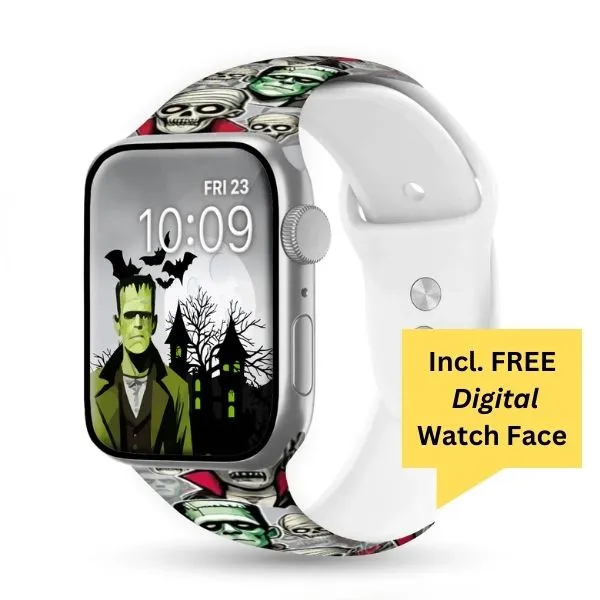 Monster Mash Madness Print | Silicone Watch Band for Apple Watch ®   Watch Face Incl.