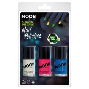 Moon Glow Glow In The Dark Nail Polish, Invisible, Pink, Blue