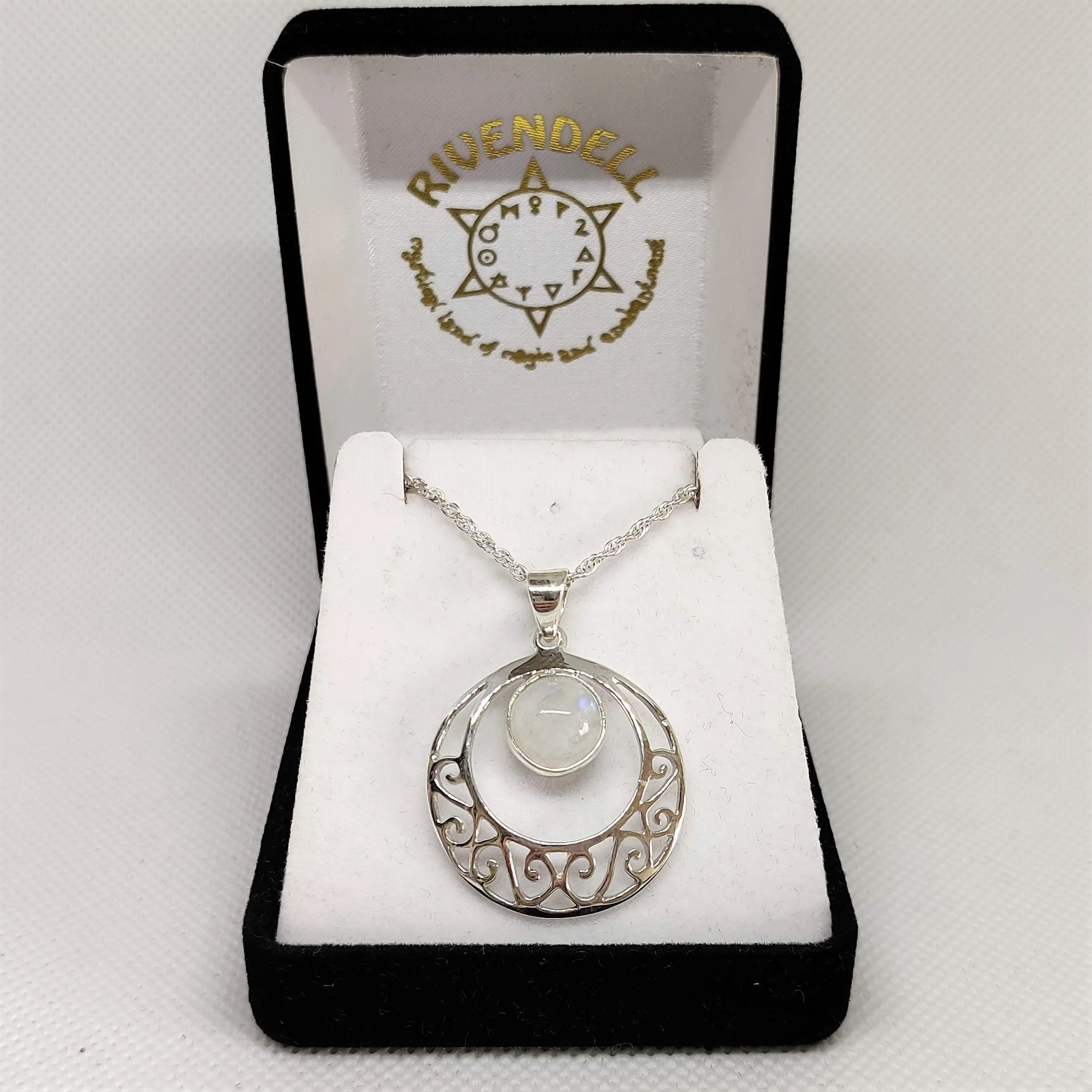 Moonstone with Crescent 925 Sterling Silver Pendant