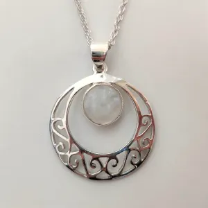 Moonstone with Crescent 925 Sterling Silver Pendant
