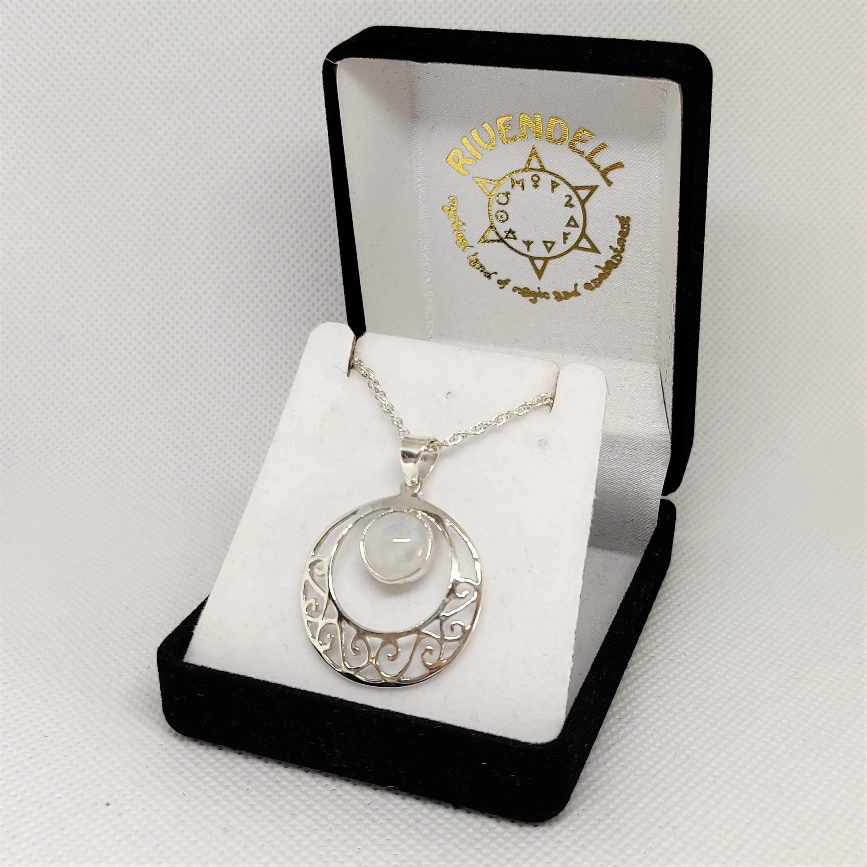 Moonstone with Crescent 925 Sterling Silver Pendant