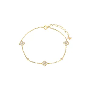 Multi CZ Clover & Bezel Charm Bracelet