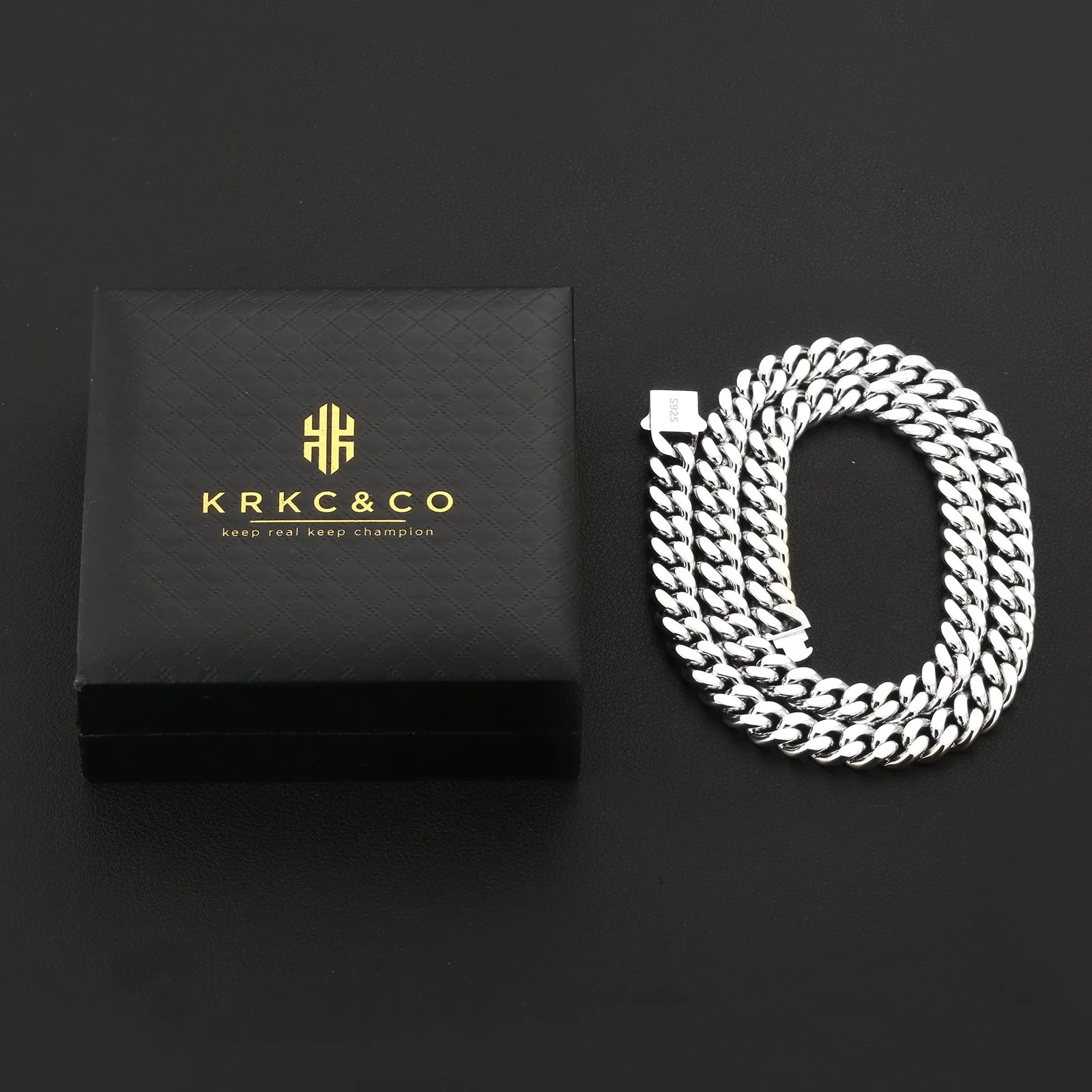 NEW | 10mm Curb Chain Necklace with Hook Buckle Clasp in 925 Sterling Silver