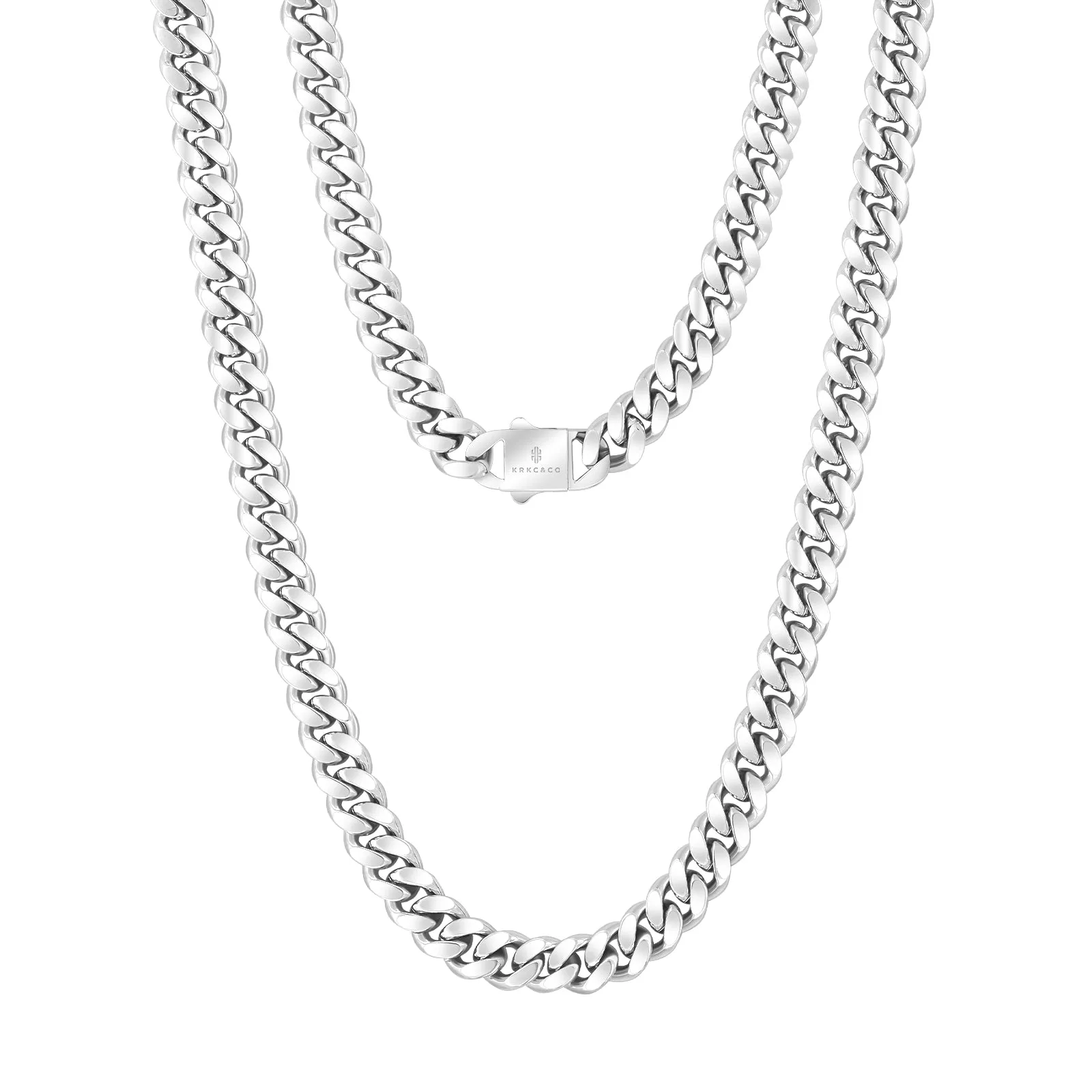 NEW | 8mm Curb Chain Necklace with Hook Buckle Clasp in 925 Sterling Silver