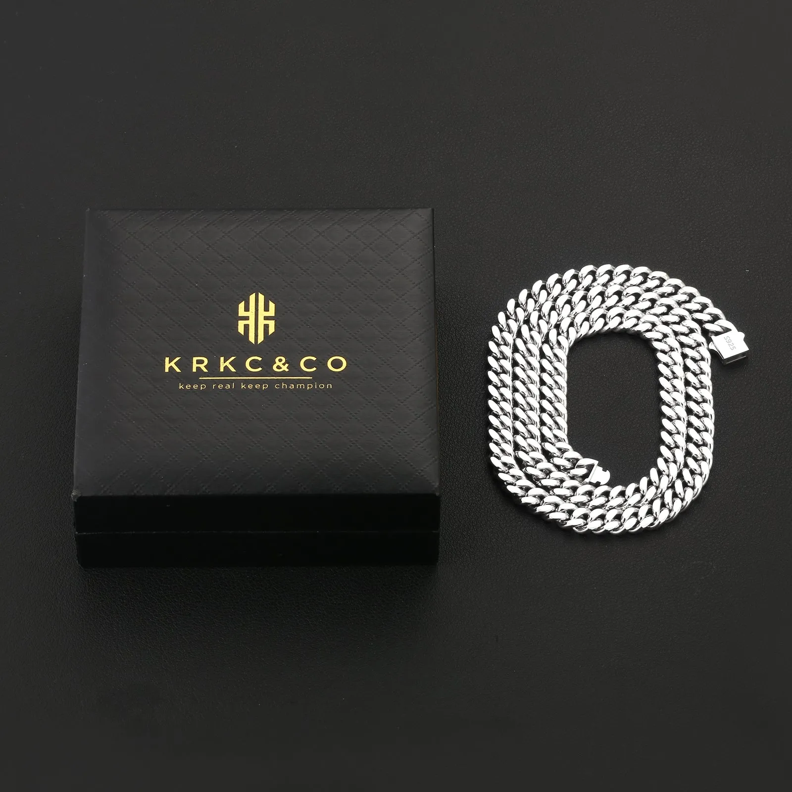 NEW | 8mm Curb Chain Necklace with Hook Buckle Clasp in 925 Sterling Silver
