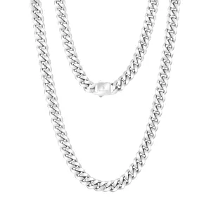 NEW | 8mm Curb Chain Necklace with Hook Buckle Clasp in 925 Sterling Silver