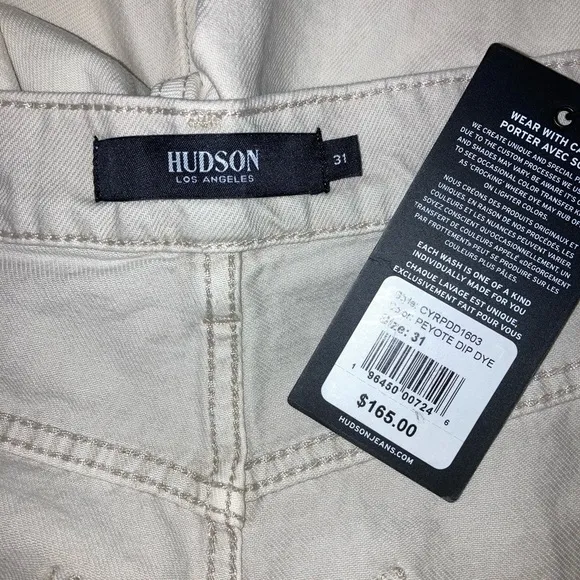 NWT Hudson Devon Highrise Distressed Boyfriend Shorts In  Peyote Dip Dye Size 31