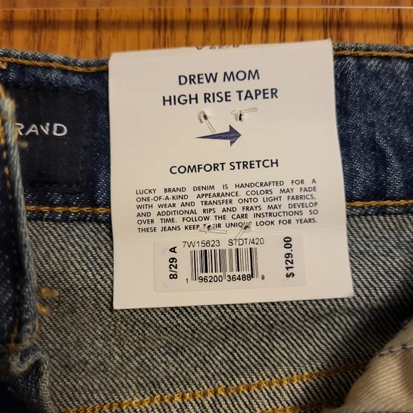 NWT Lucky Brand Drew Mom High Rise Taper Jeans Size 8/29