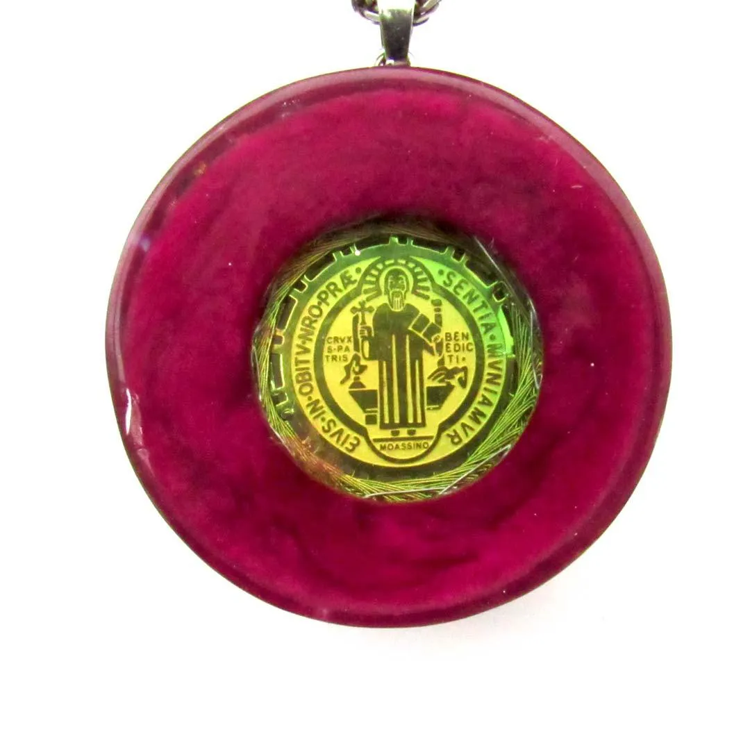 Orgonite Protection Necklace with Saint Benedict Medal wit the 7 Mystical Metals