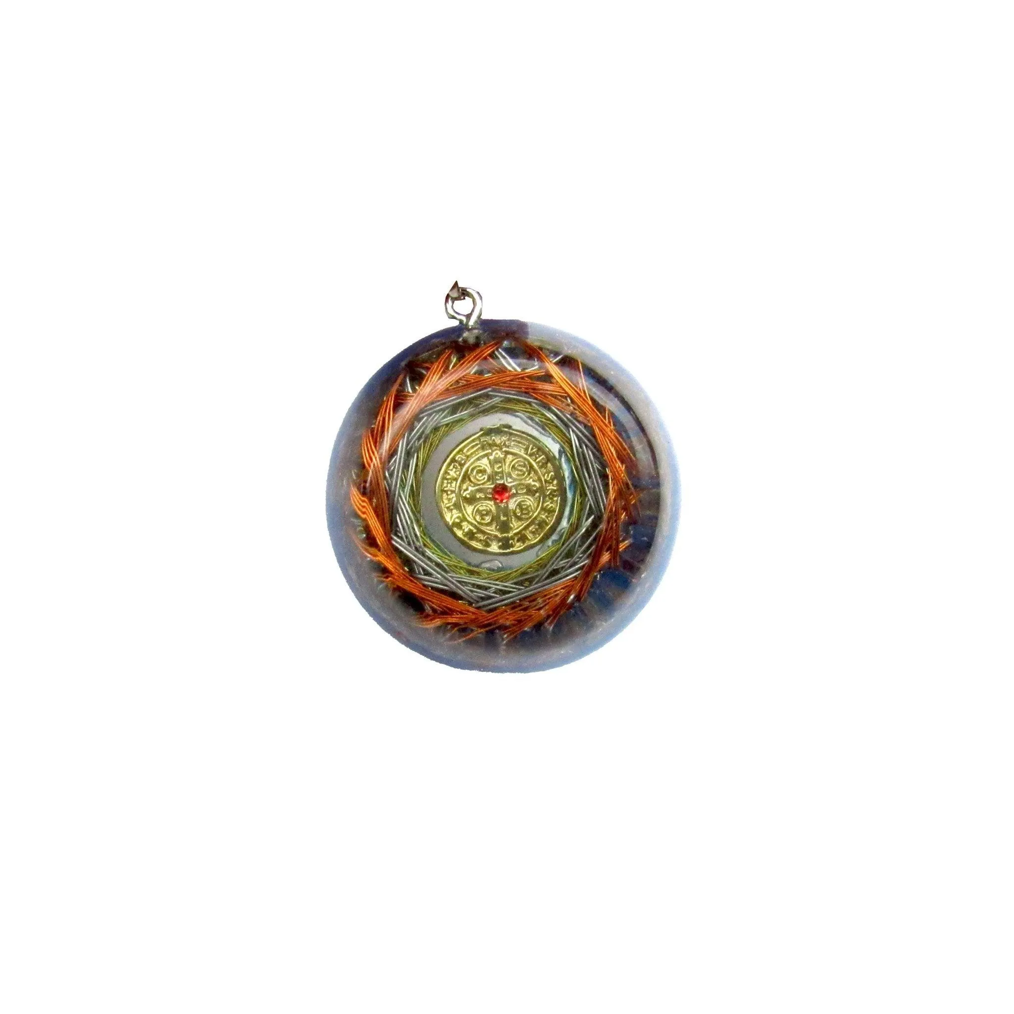 Orgonite Protection Necklace with Saint Benedict Medal wit the 7 Mystical Metals