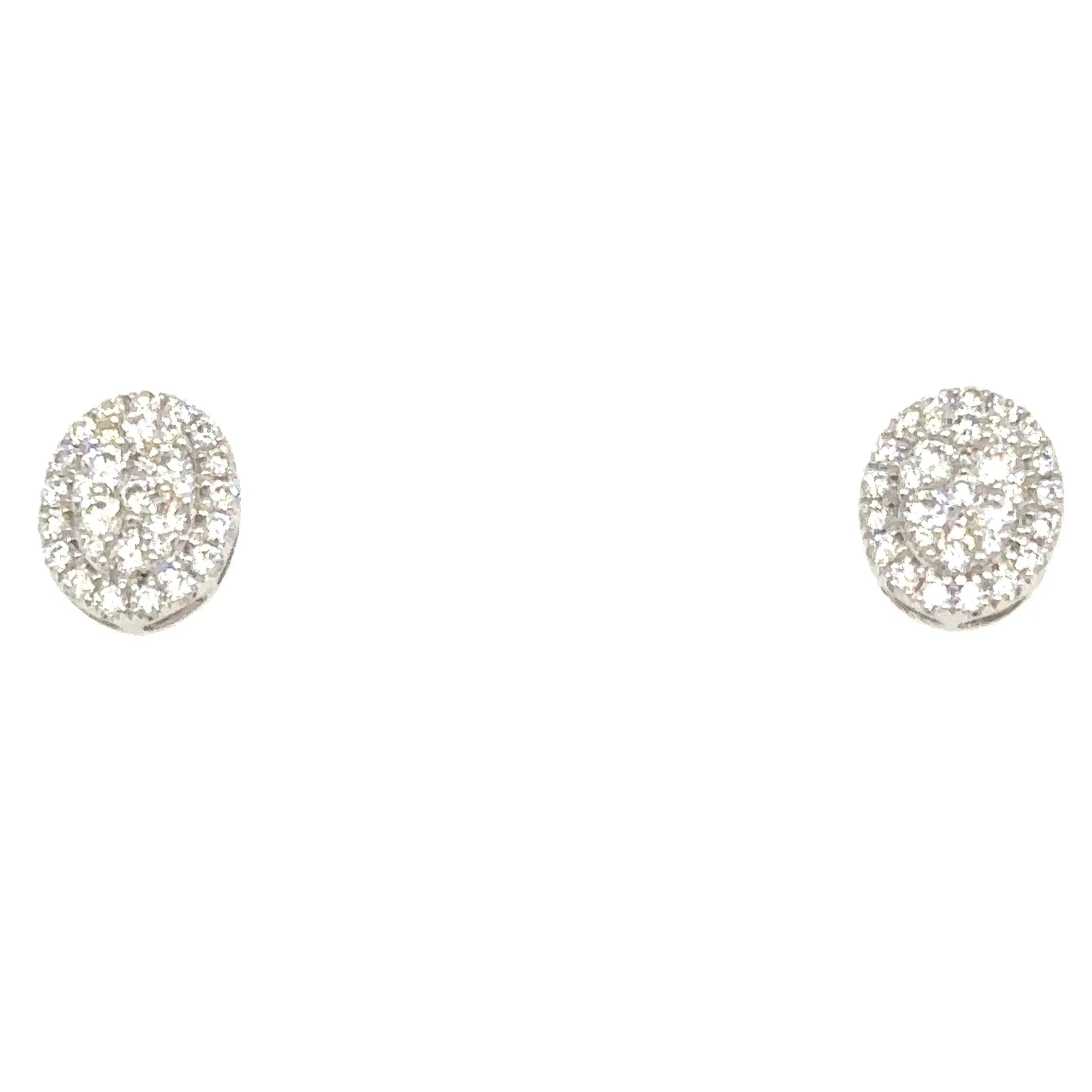 Oval Shape Cluster Diamond Stud Earrings 1.95ct tw