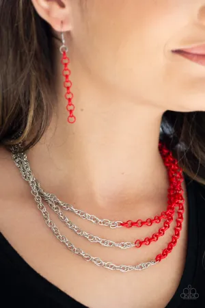 Paparazzi Turn Up the Volume Necklace Red