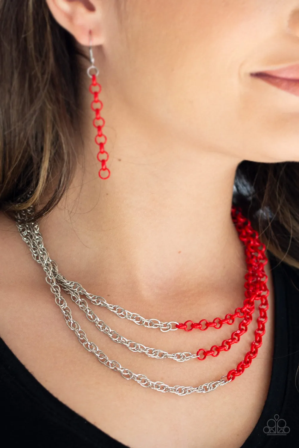 Paparazzi Turn Up the Volume Necklace Red