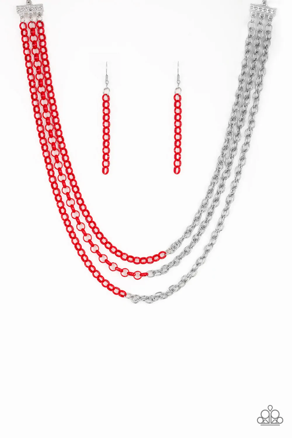 Paparazzi Turn Up the Volume Necklace Red
