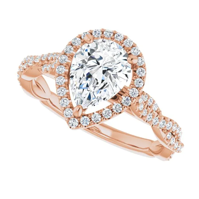 Pear Cut Diamond Halo Engagement Ring