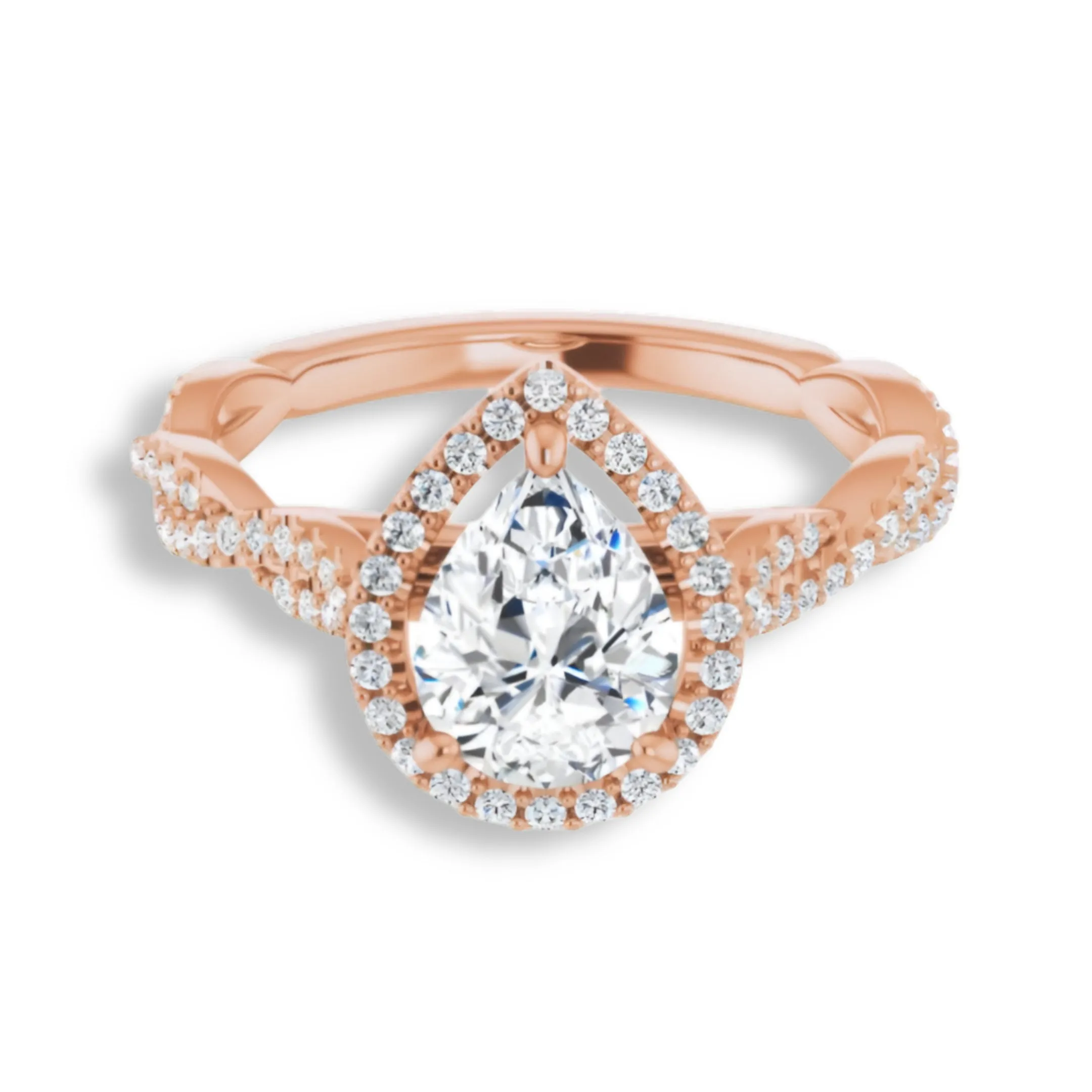 Pear Cut Diamond Halo Engagement Ring