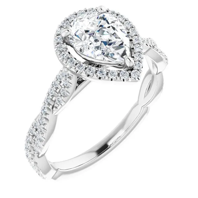 Pear Cut Diamond Halo Engagement Ring