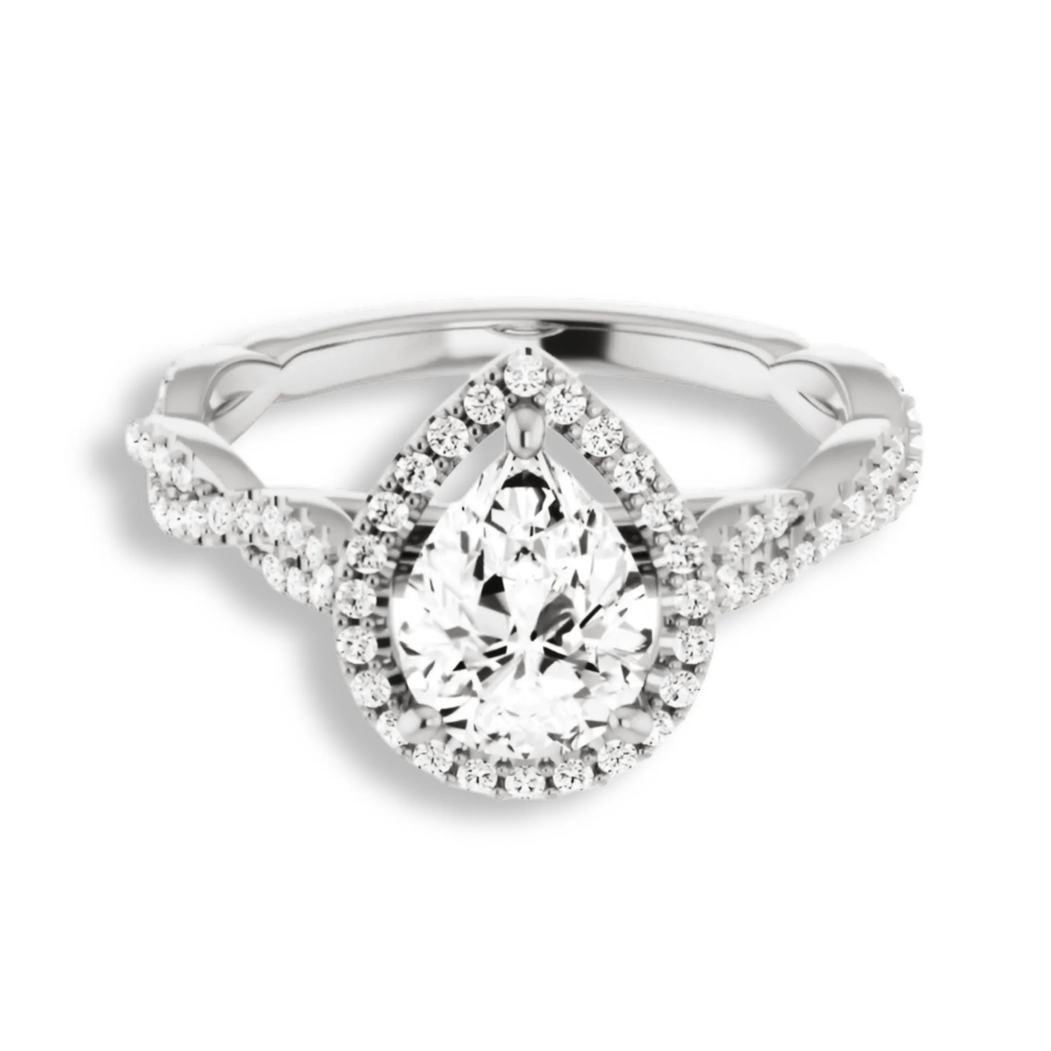 Pear Cut Diamond Halo Engagement Ring