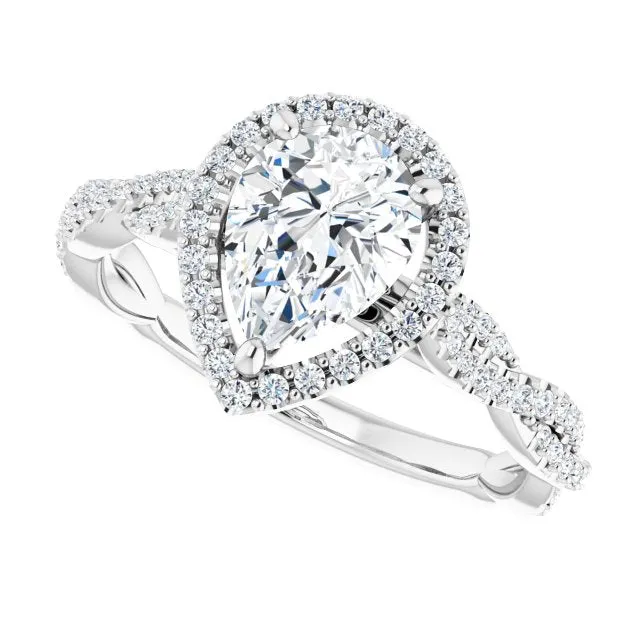 Pear Cut Diamond Halo Engagement Ring