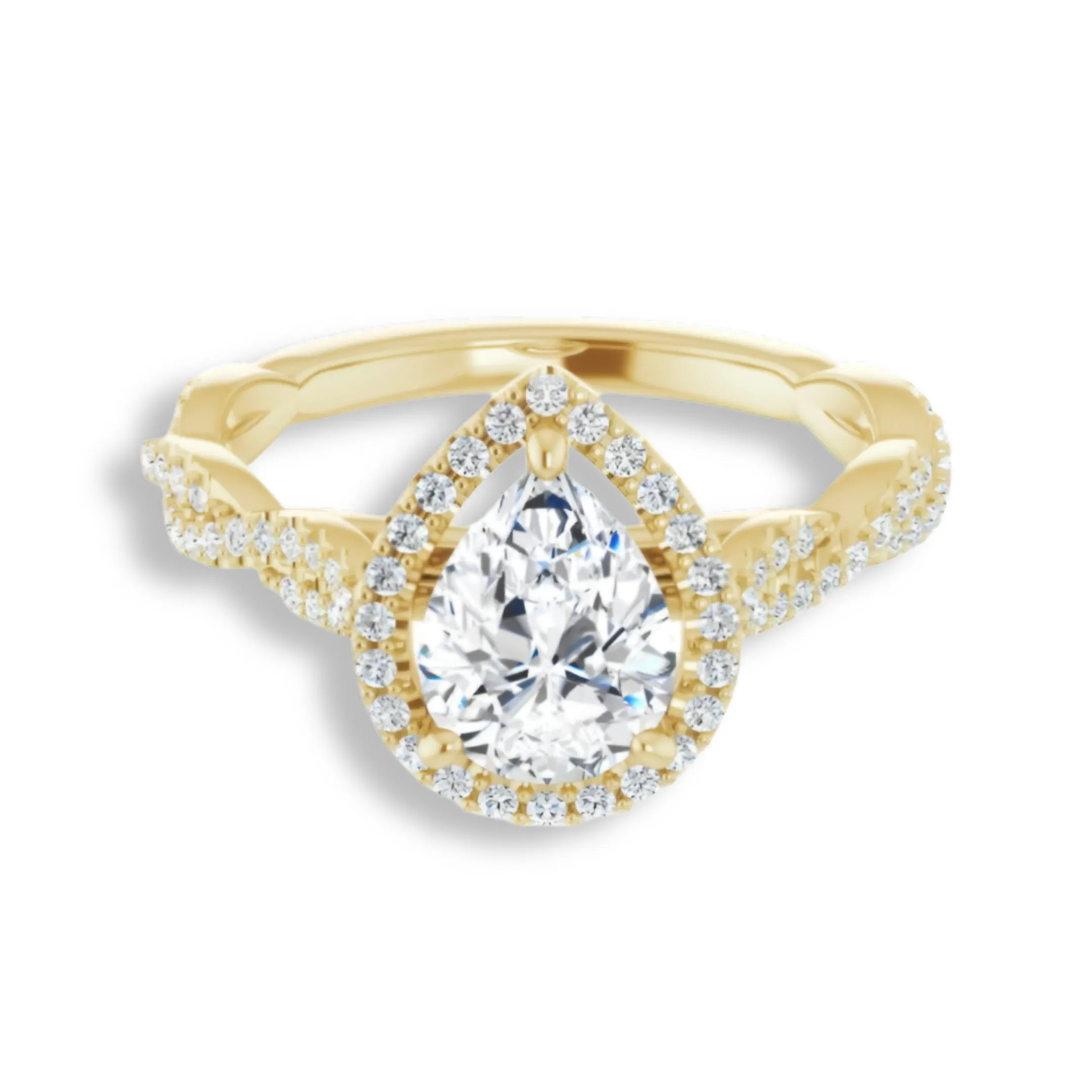 Pear Cut Diamond Halo Engagement Ring