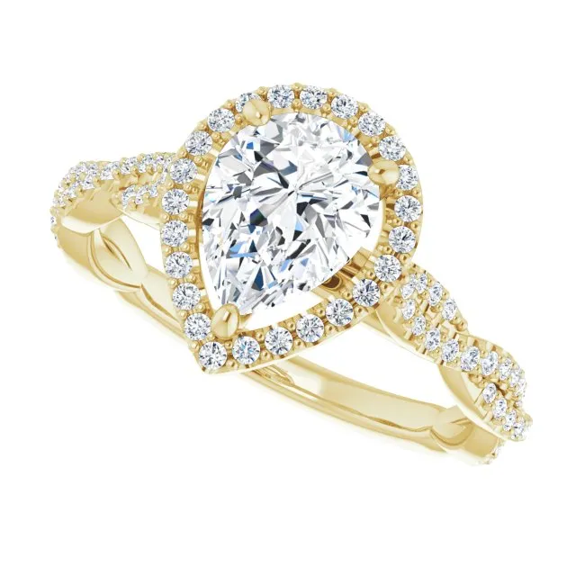 Pear Cut Diamond Halo Engagement Ring
