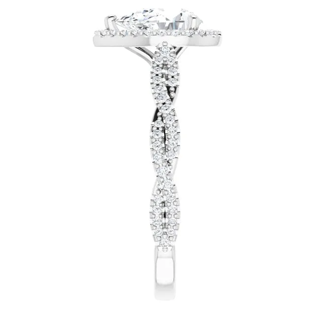 Pear Cut Diamond Halo Engagement Ring