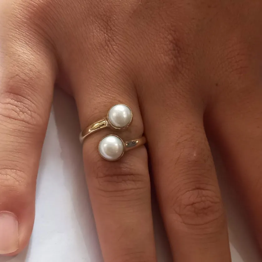 Pearls of Wisdom Adjustable Ring - Brass, Indonesia