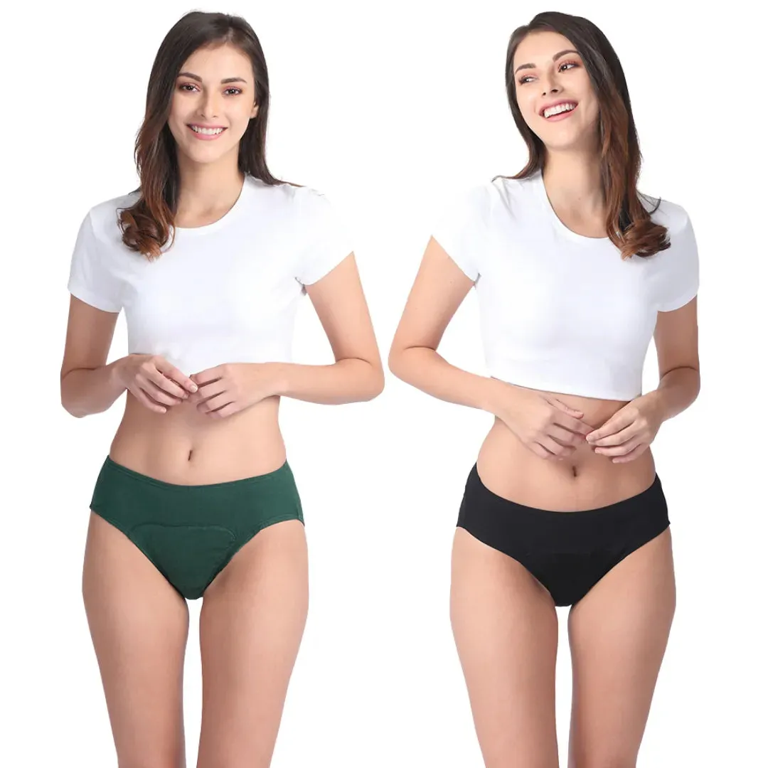 Period Panties For Stain Free Period | Hipster Fit | Leakproof | Use with Pad For Hygiene | Prevents Front & Back Stains | 2 Pack