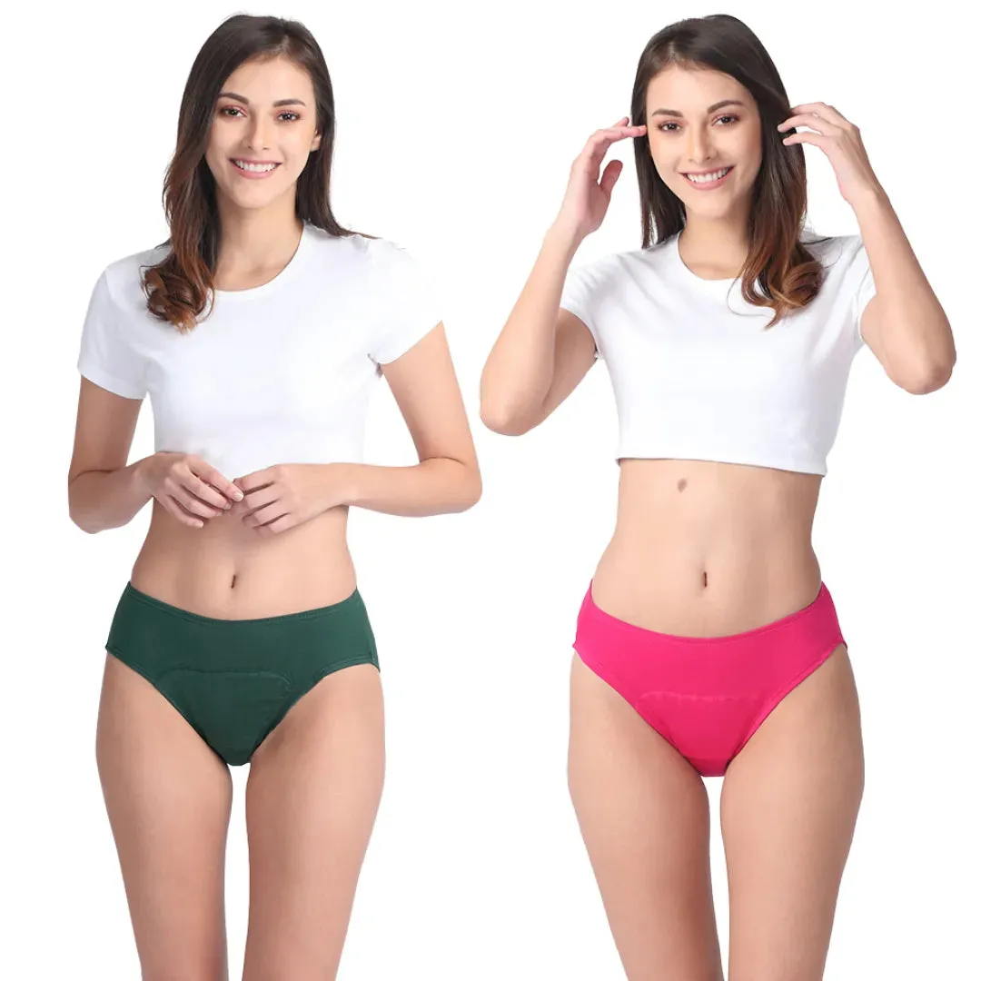 Period Panties For Stain Free Period | Hipster Fit | Leakproof | Use with Pad For Hygiene | Prevents Front & Back Stains | 2 Pack